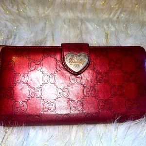 GUCCI red leather wallet, preloved. Need a little TLC, but not much!!